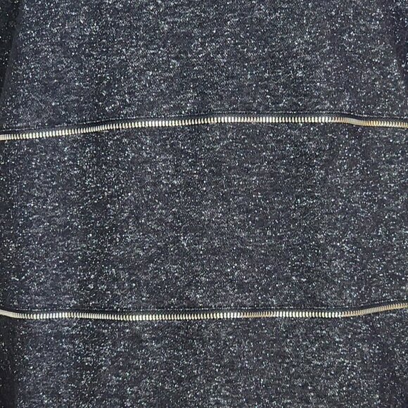 Lane Bryant Grey Black Exposed Faux Zipper LS Cotton Metallic Nylon Top Sz 18/20 - Picture 5 of 16